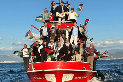 Bursa Mudanya sahilinden 'Sumud Filosu'na destek