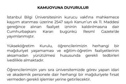 YÖK'ten 'Bilgi' açıklaması... Öğrenciler mağdur edilmeyecek